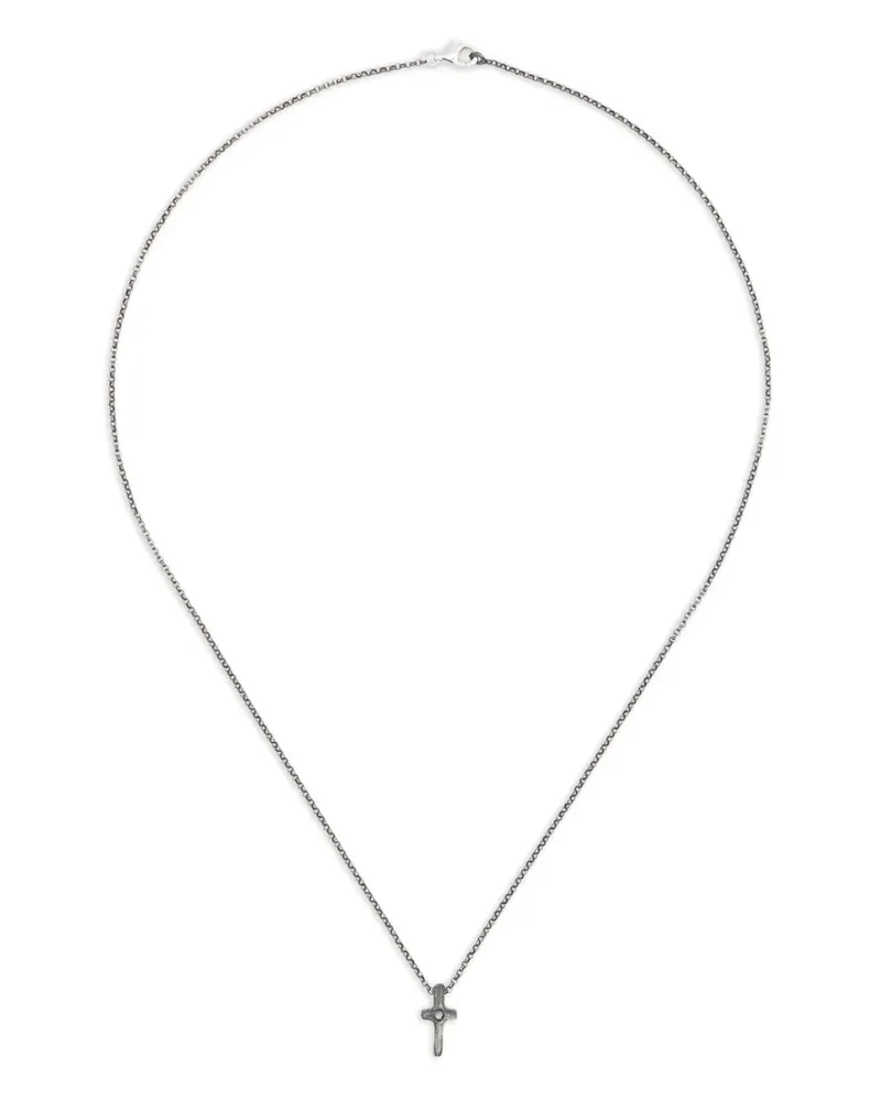 Rosa Maria Halskette aus Sterlingsilber mit Kreuzanhänger mit Diamant Silber