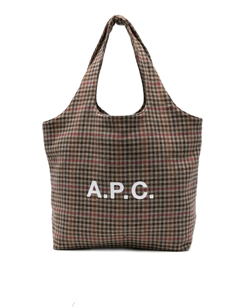 A.P.C. Ninon Tote Bag mit Hahnentrittmuster - Braun Braun
