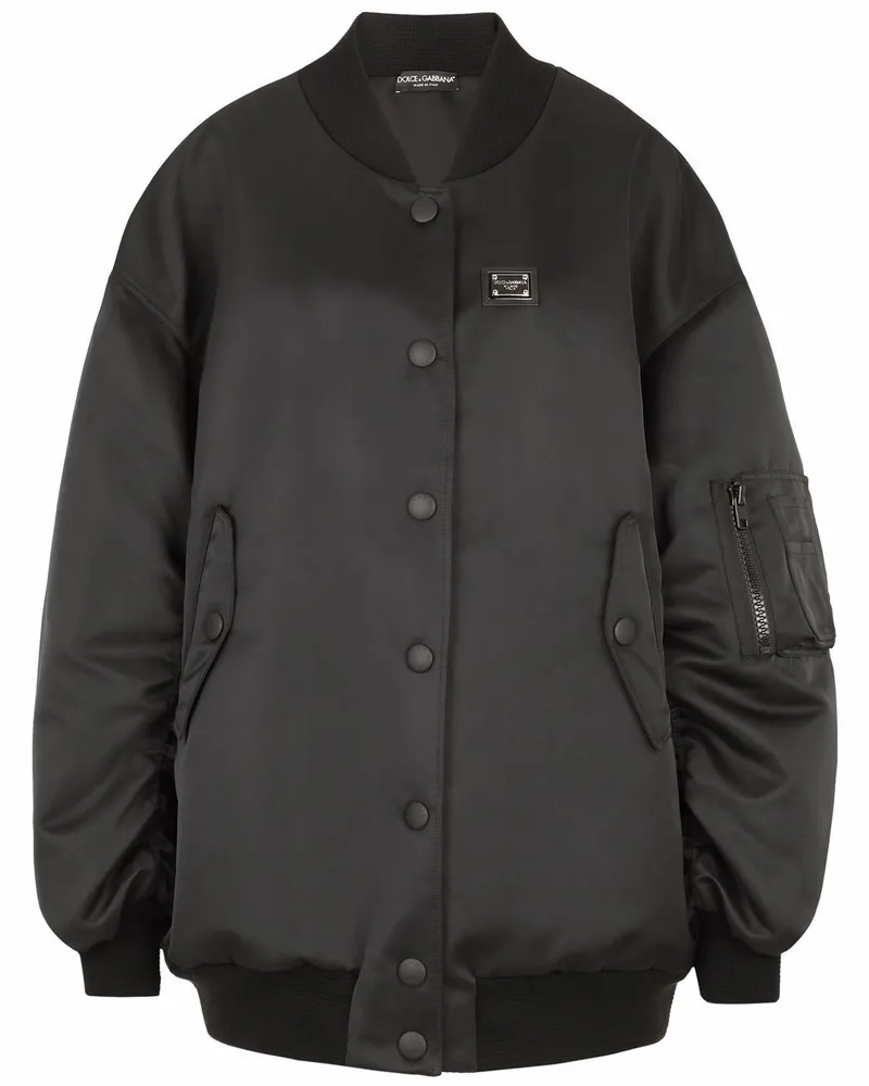 Dolce & Gabbana Bomberjacke mit Logo-Anhänger - Schwarz Schwarz