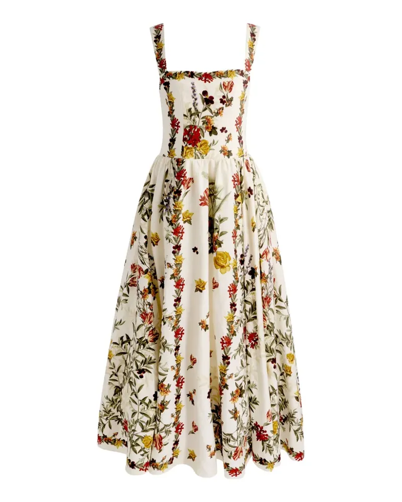 Alice + Olivia Vera Midikleid - Weiß Weiß