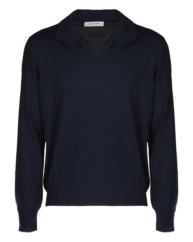 La Fileria Pullover mit Polokragen - Blau Blau