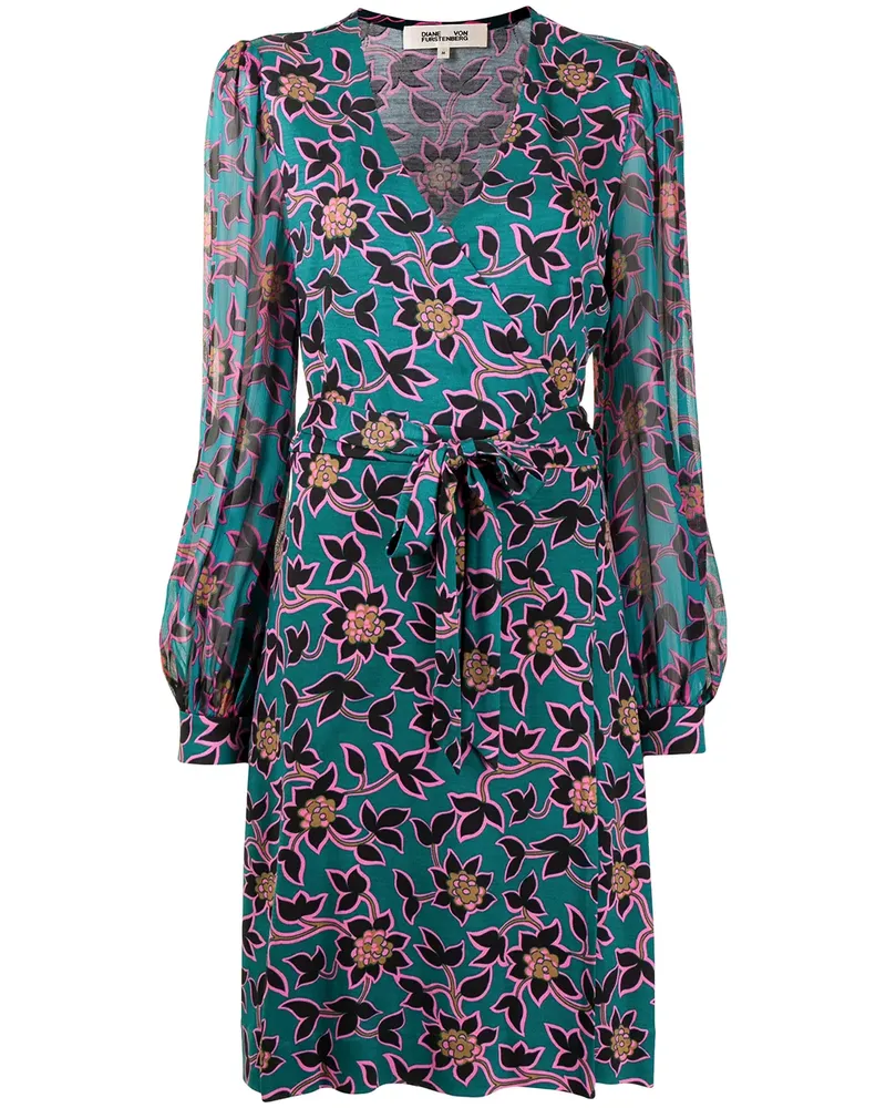 Diane von Furstenberg Wickelkleid mit Blumen-Print - Grün Grün