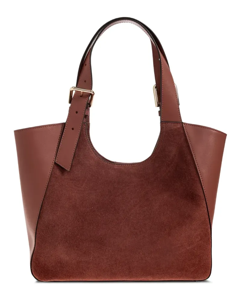 Furla medium Dora suede-panelled leather tote bag - Braun Braun