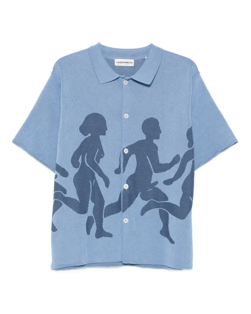 Carne Bollente Few Hard Men intarsia-knit cotton shirt - Blau Blau