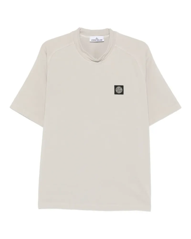 Stone Island crew-neck logo-patch T-shirt - Nude Nude