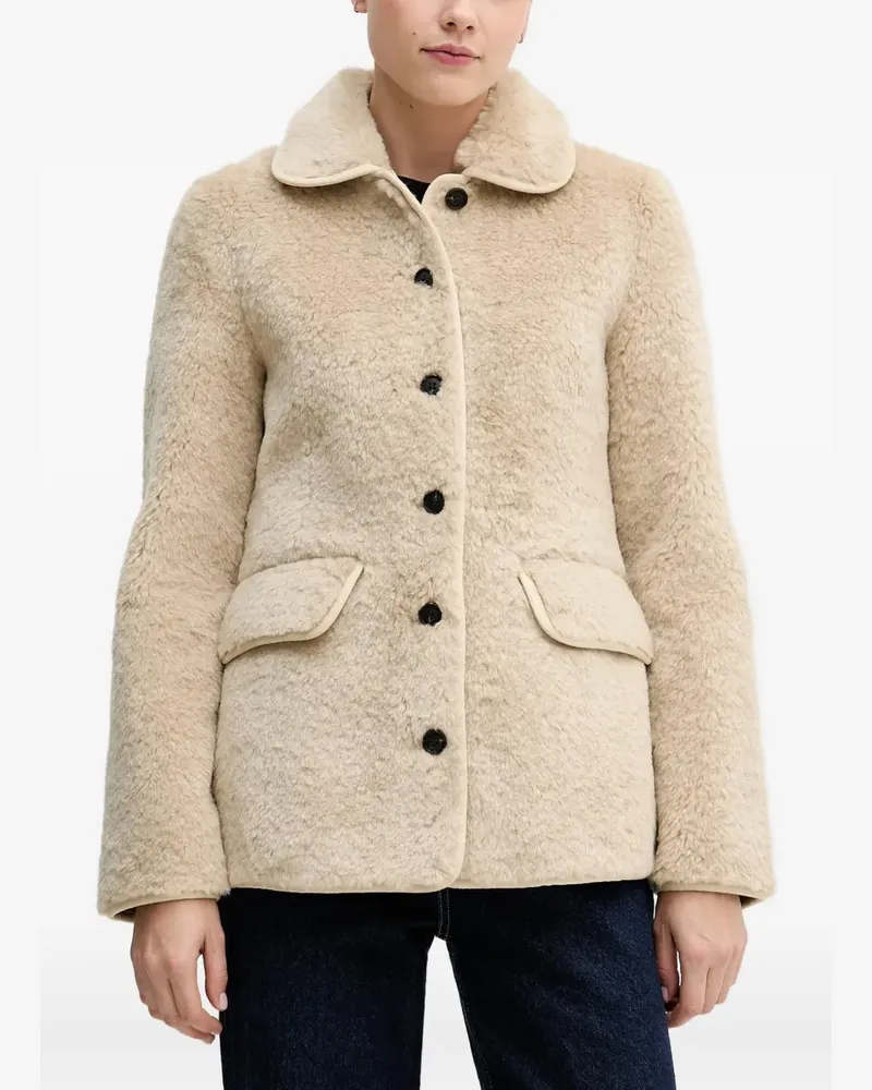 Hoss Intropia rounded-collar flap-pocket jacket - Nude Nude