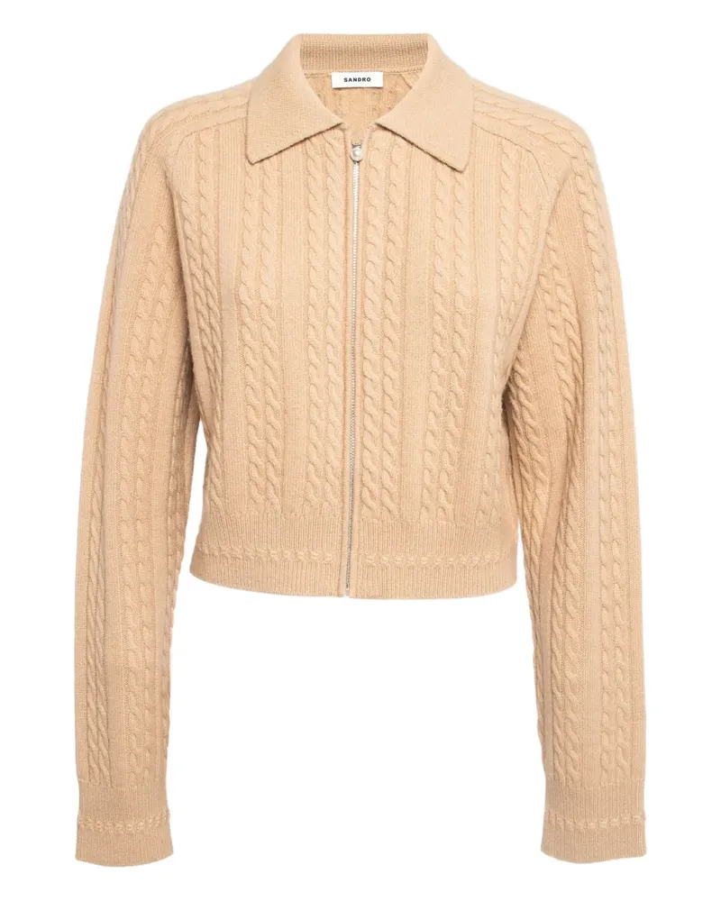 Sandro Cardigan mit Zopfmuster - Nude Nude