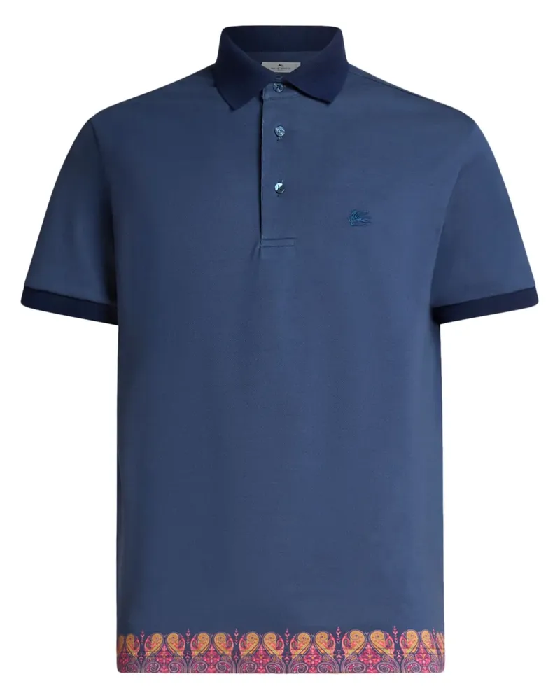 Etro Poloshirt mit Paisley-Besatz - Blau Blau