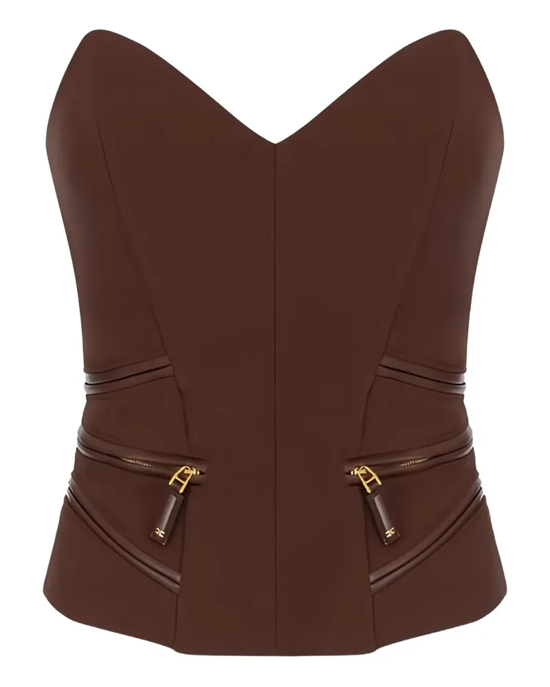 Elisabetta Franchi Bustier-Top mit Reißverschluss - Braun Braun