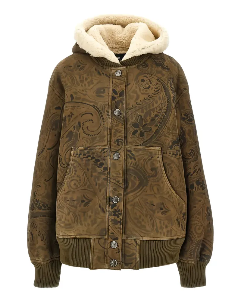 Etro Paisley-motif shearling-lined jacket - Braun Braun