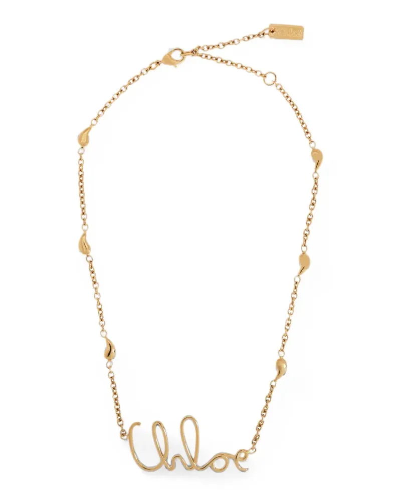 Chloé The  logo-plaque necklace - Gold Gold
