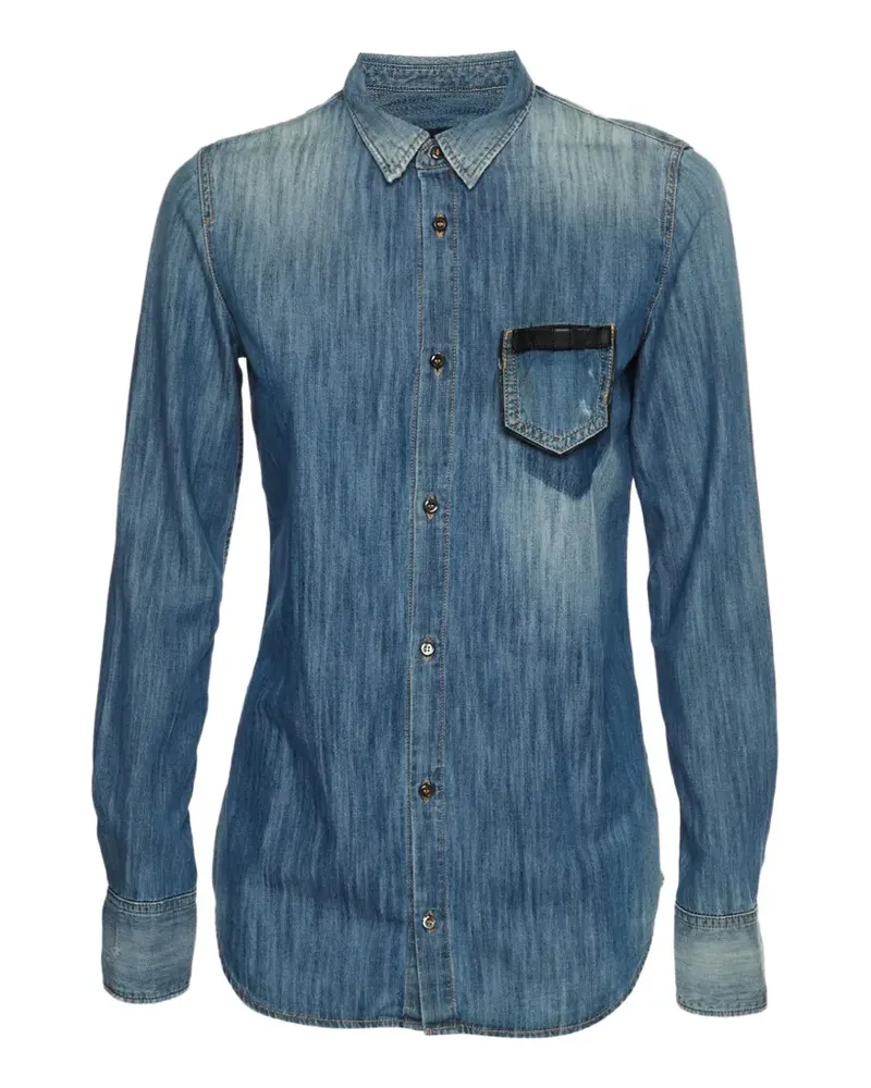 Dsquared2 Jeanshemd mit Lederbesatz - Blau Blau