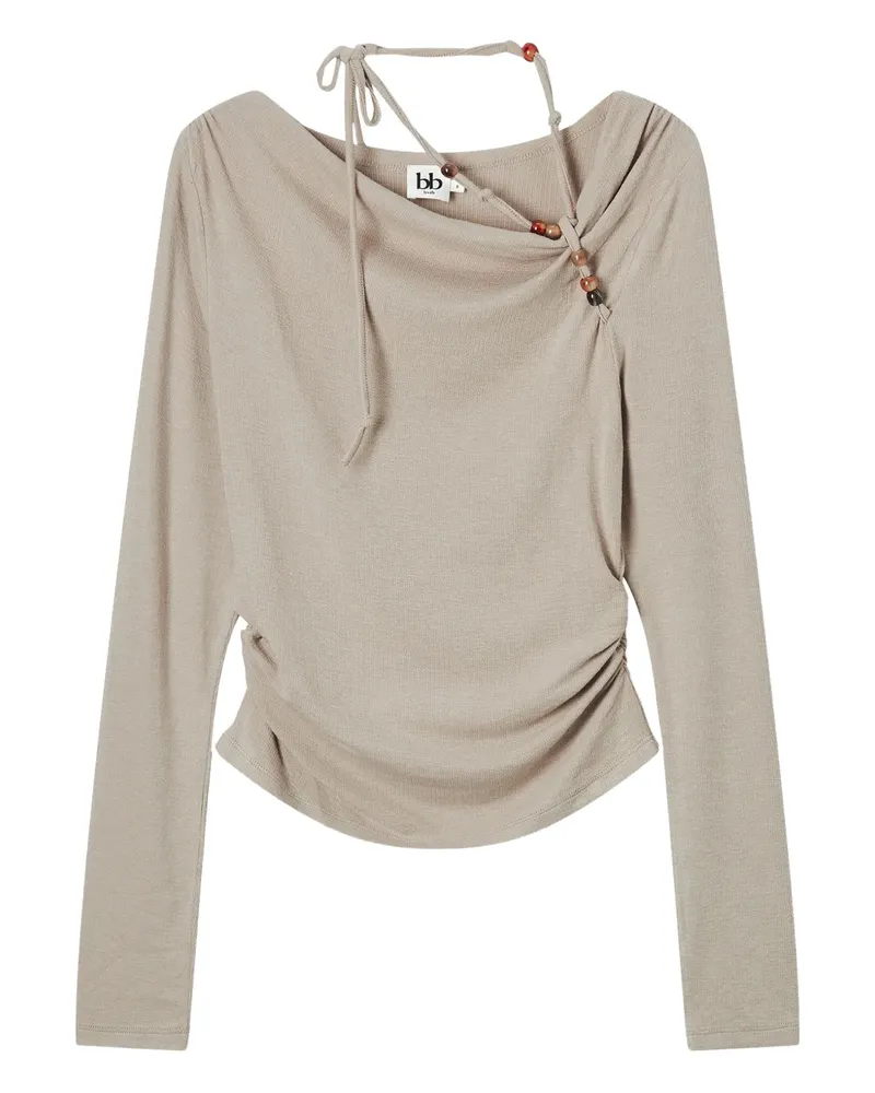 b+ab Langarmshirt mit Perlenverzierung - Nude Nude