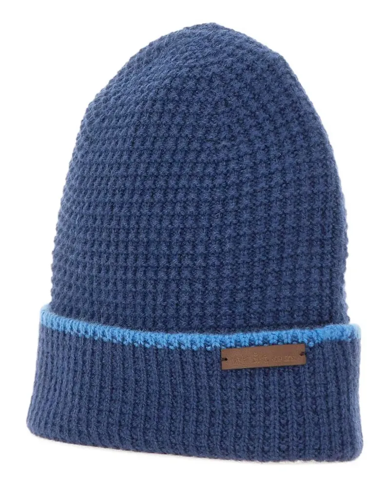 Kiton logo-tag beanie hat - Blau Blau