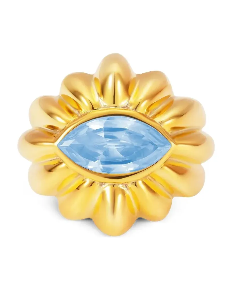 NeverNoT 18kt Show and Tell Gelbgoldring mit blauem Topas Gold