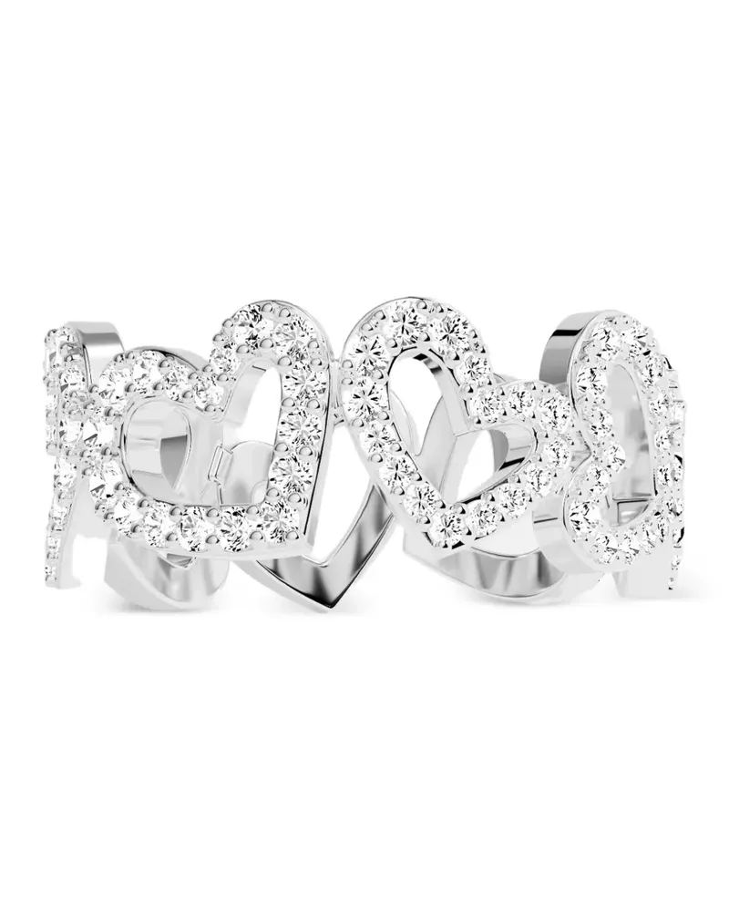 APM Monaco Asymmetric Heart ring - Weiß Weiß