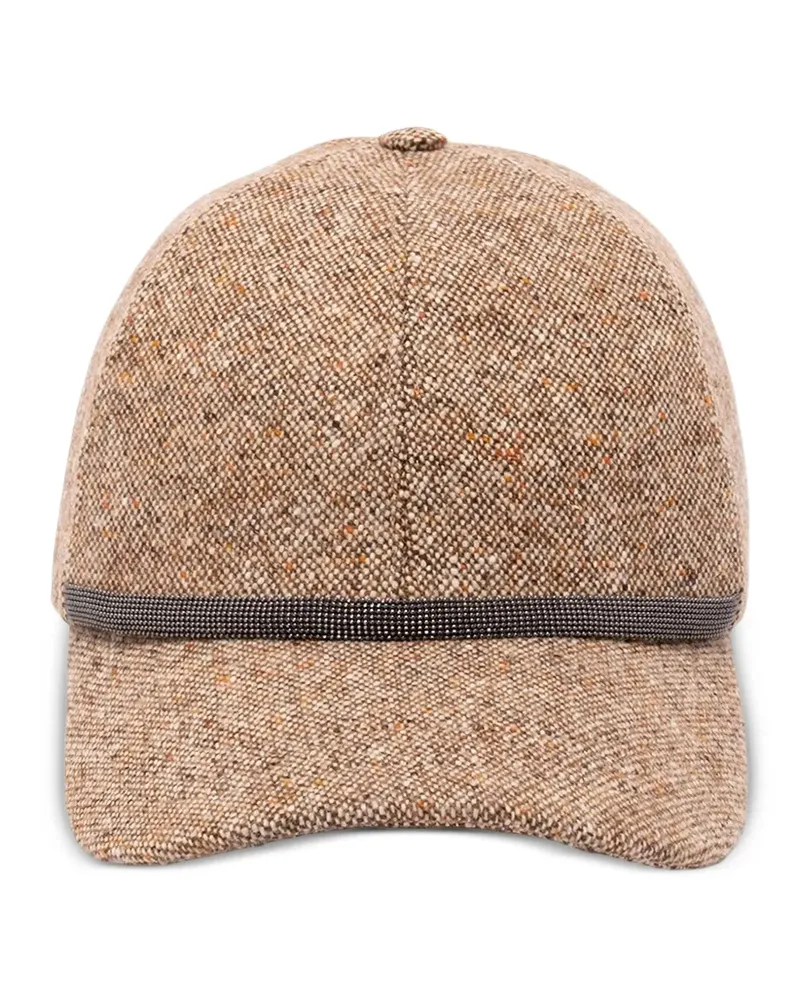 Brunello Cucinelli monili-embellished tweed baseball cap - Braun Braun