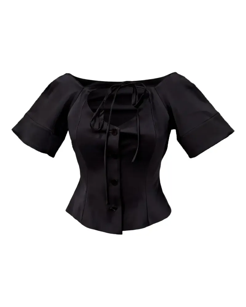 Ganni halterneck button-up blouse - Schwarz Schwarz