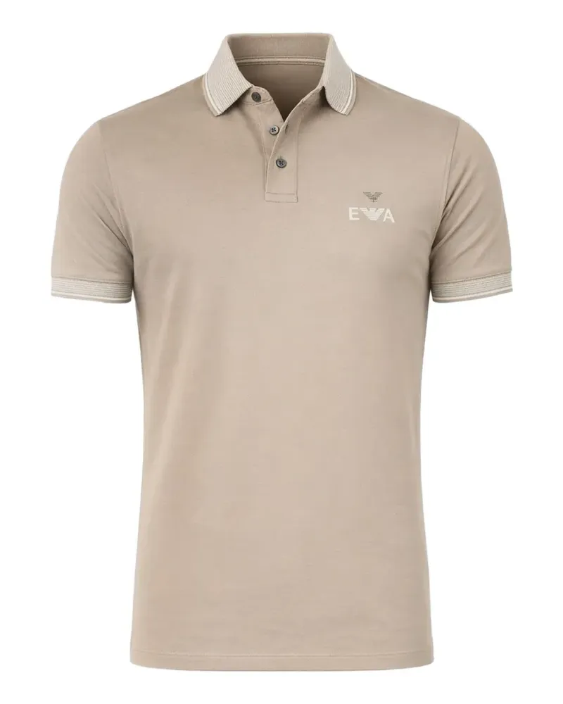 Emporio Armani logo-print piqué polo shirt - Braun Braun