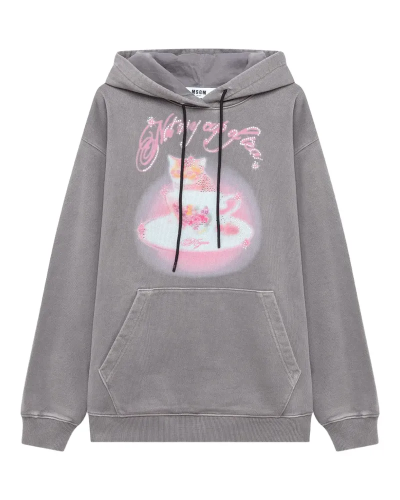 MSGM Hoodie mit Strass - Grau Grau