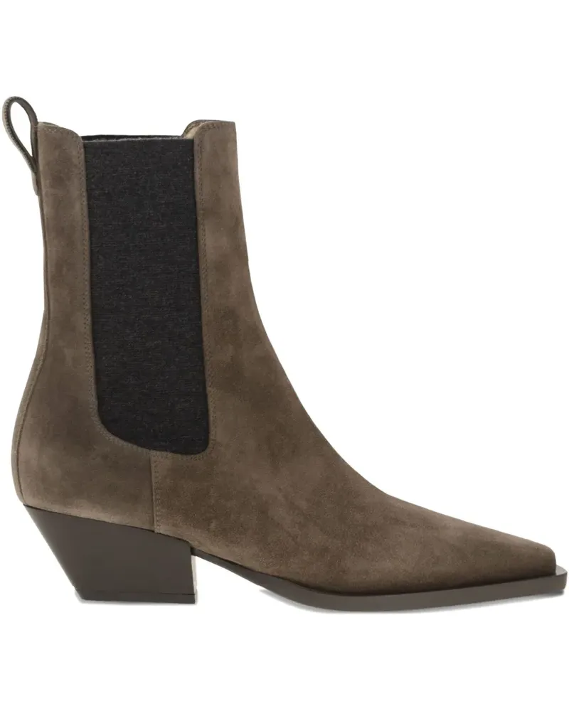 Brunello Cucinelli Cowboystiefel aus Wildleder mit Stretcheinsätzen 45mm - Braun Braun