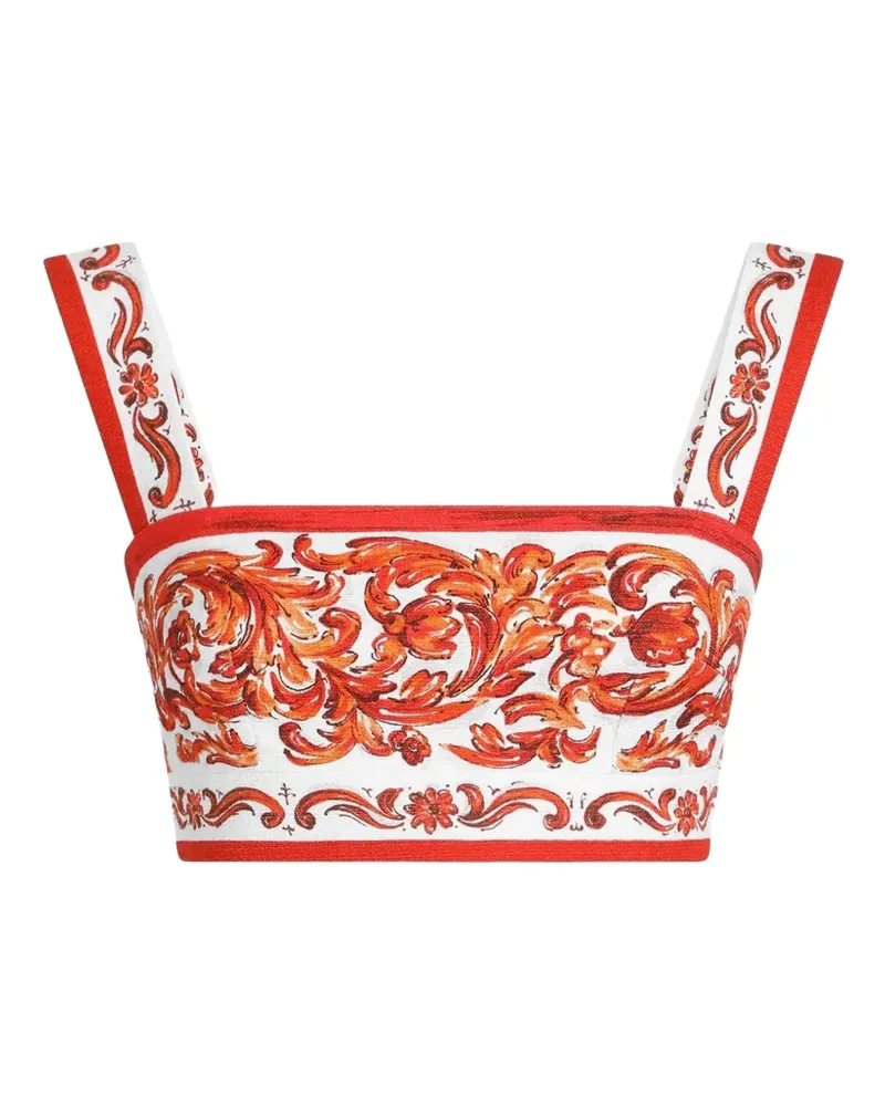 Dolce & Gabbana Oberteil in Majolica-Print-Matte - Weiß Weiß