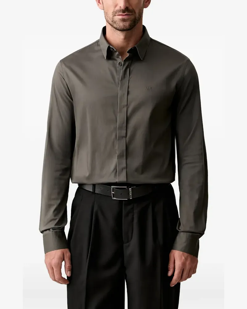 Armani Exchange Schmales T-Shirt mit Logo - Grün Grün