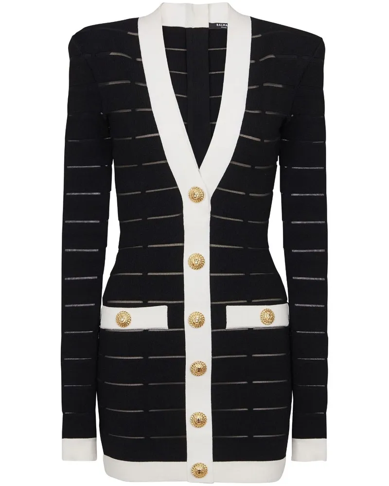 Balmain Gestricktes Minikleid mit Zierknöpfen - Schwarz Schwarz
