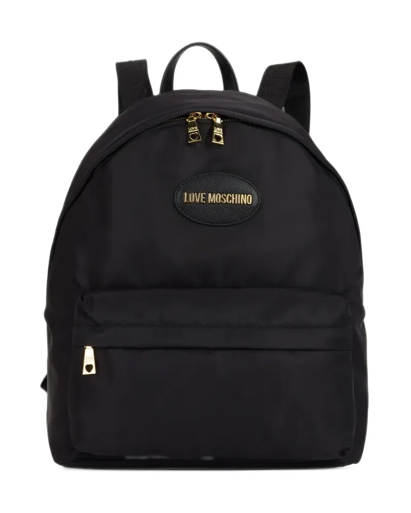 Moschino logo-plaque backpack - Schwarz Schwarz