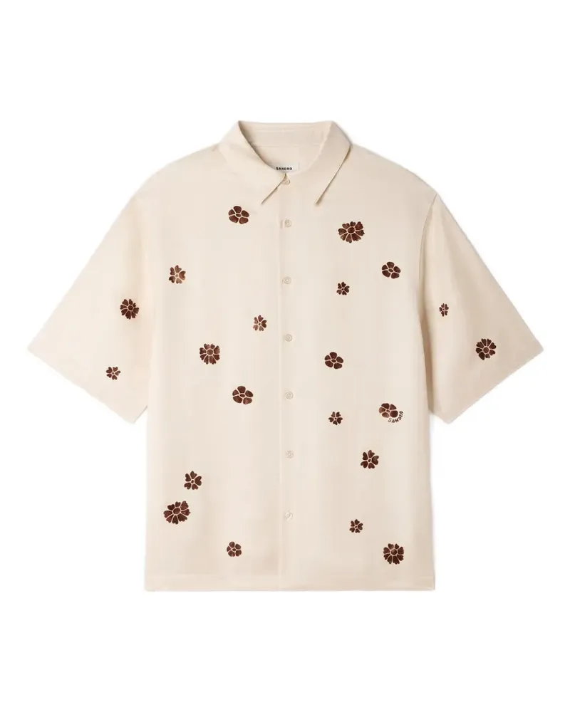 Sandro Hemd mit beflocktem Blumenprint - Nude Nude