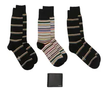 4er-Set aus gestreiften Socken und Portemonnaie