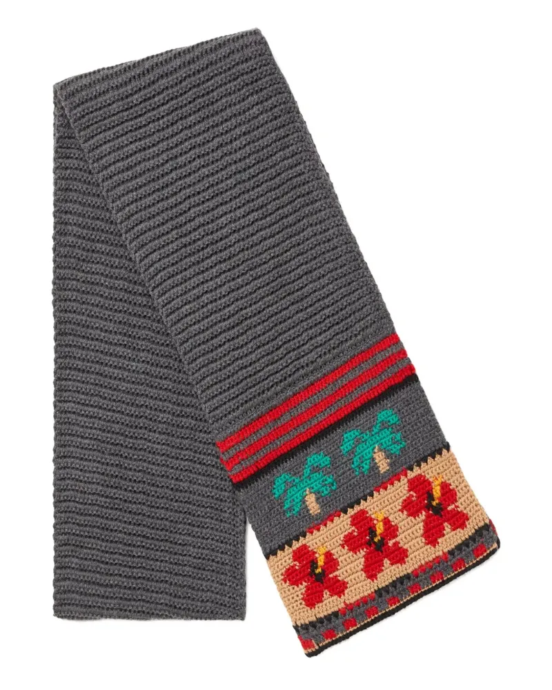 Alanui Hibiscus Bloom Wollschal mit Palme - Grau Grau