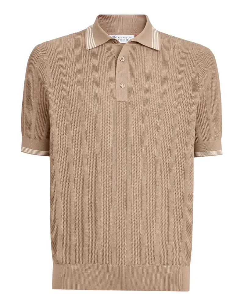 Brunello Cucinelli Baumwoll-Rippstrick-Polo - Braun Braun