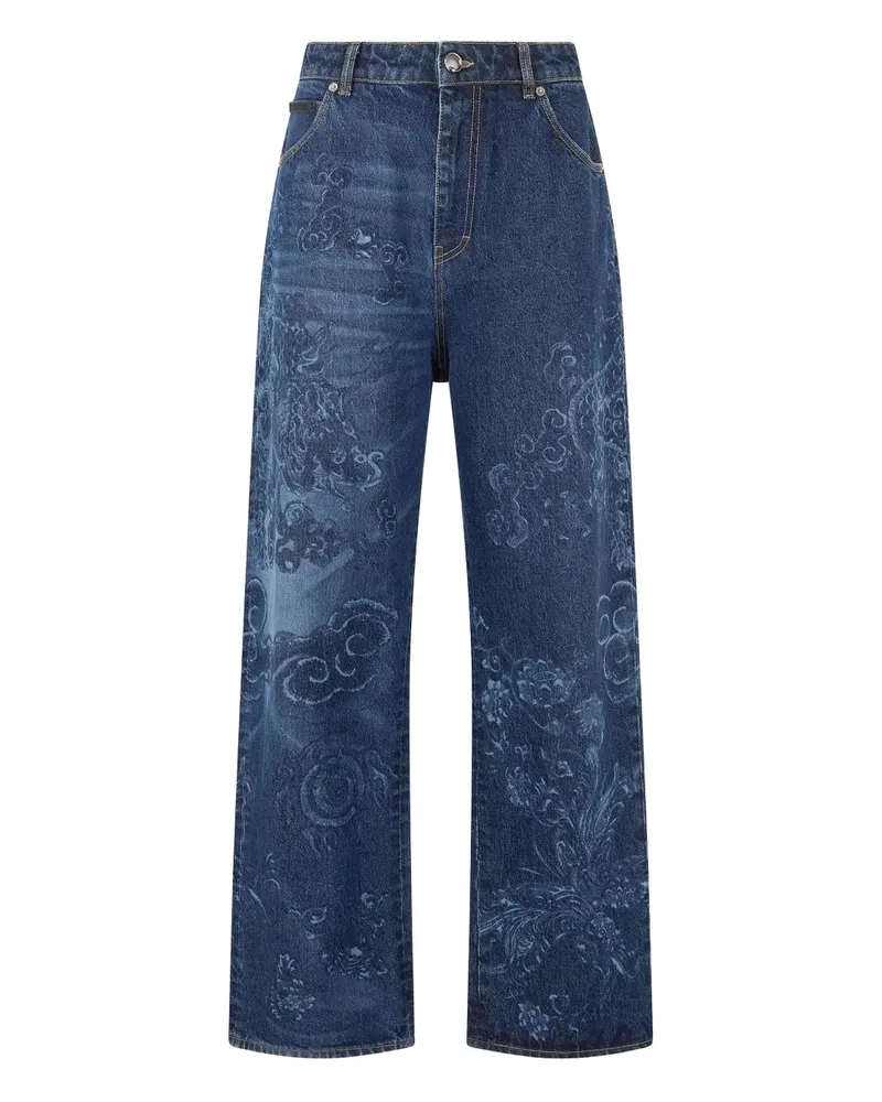 Roberto Cavalli Jeans mit Drachenmotiv - Blau Blau