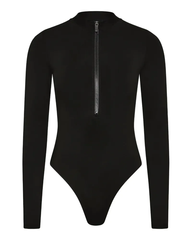 BONDI BORN Parker long-sleeve zip-front swimsuit - Schwarz Schwarz