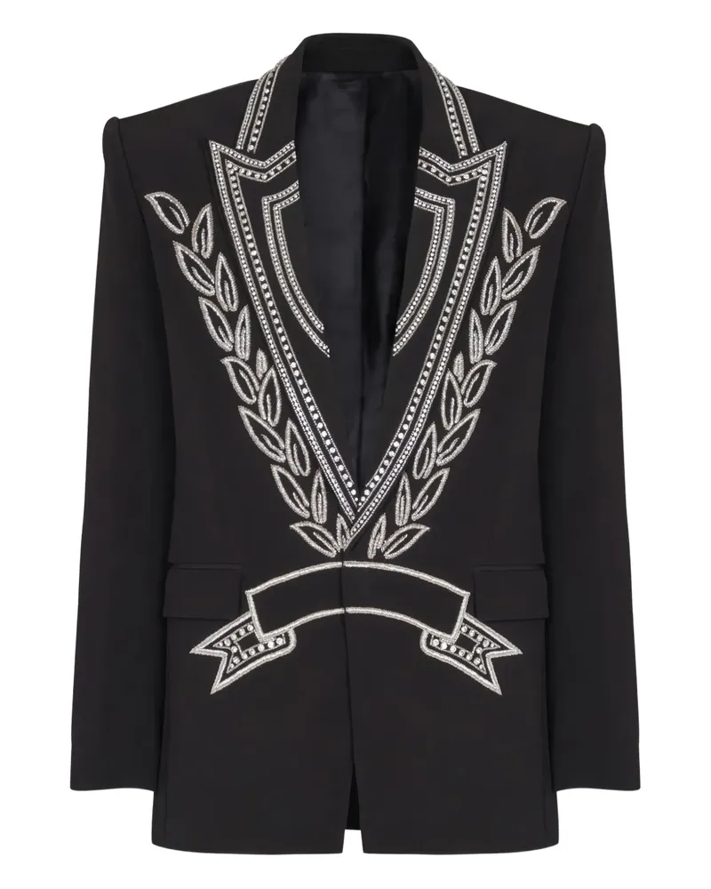 Balmain Jeansjacke mit Kristallen - Schwarz Schwarz