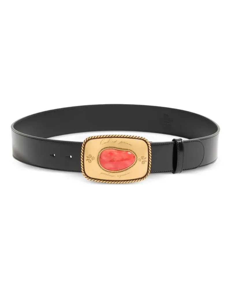 Valentino Garavani Gaudium Gürtel aus glänzendem Kalbsleder 40 mm - Schwarz Schwarz