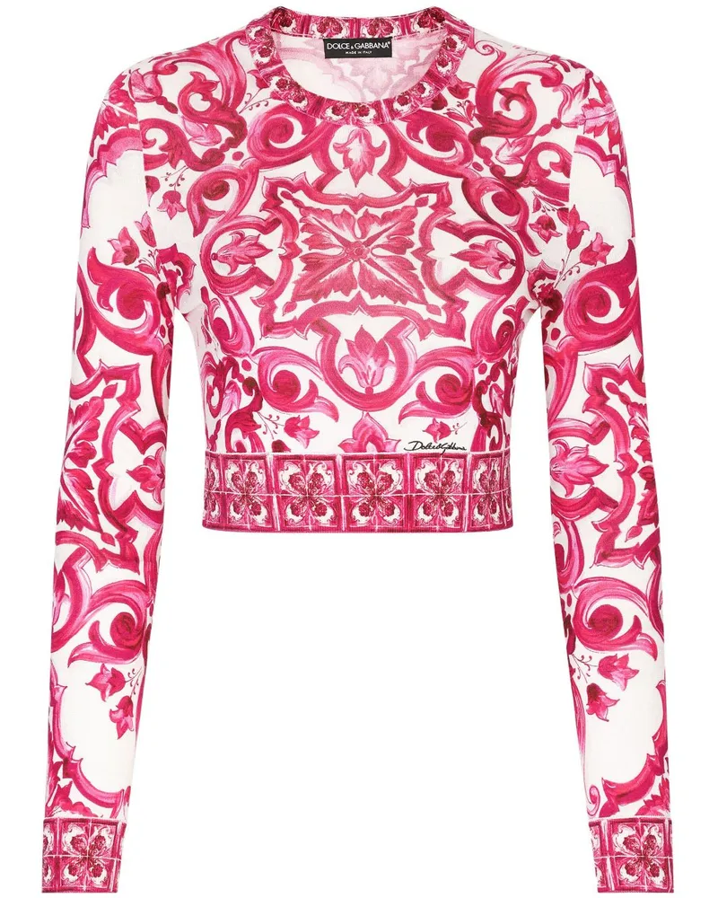 Dolce & Gabbana Cropped-Top mit Print - Weiß Weiß