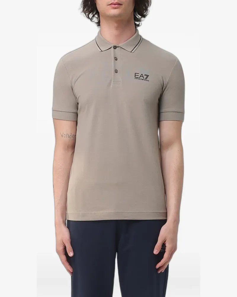 EA7 Poloshirt mit Logo-Print - Nude Nude