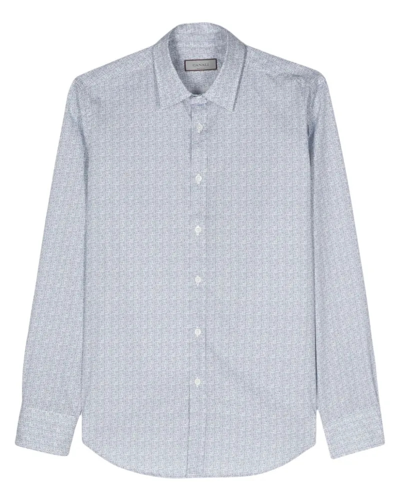 Canali Hemd mit grafischem Print - Blau Blau