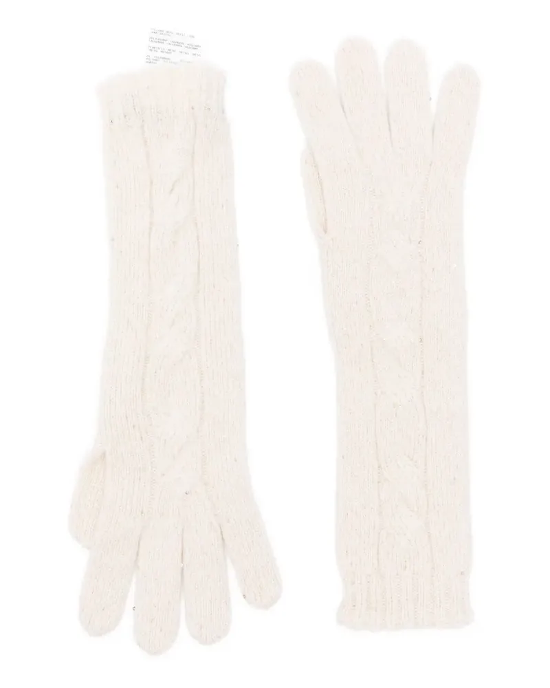 Gran Sasso Handschuhe mit Zopfmuster - Nude Nude