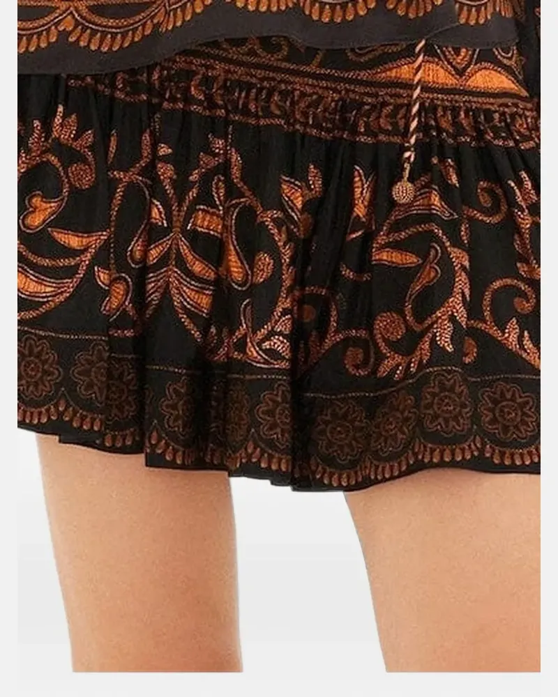 FARM Rio Cornely Ainika Minirock mit Blumen-Print - Schwarz Schwarz