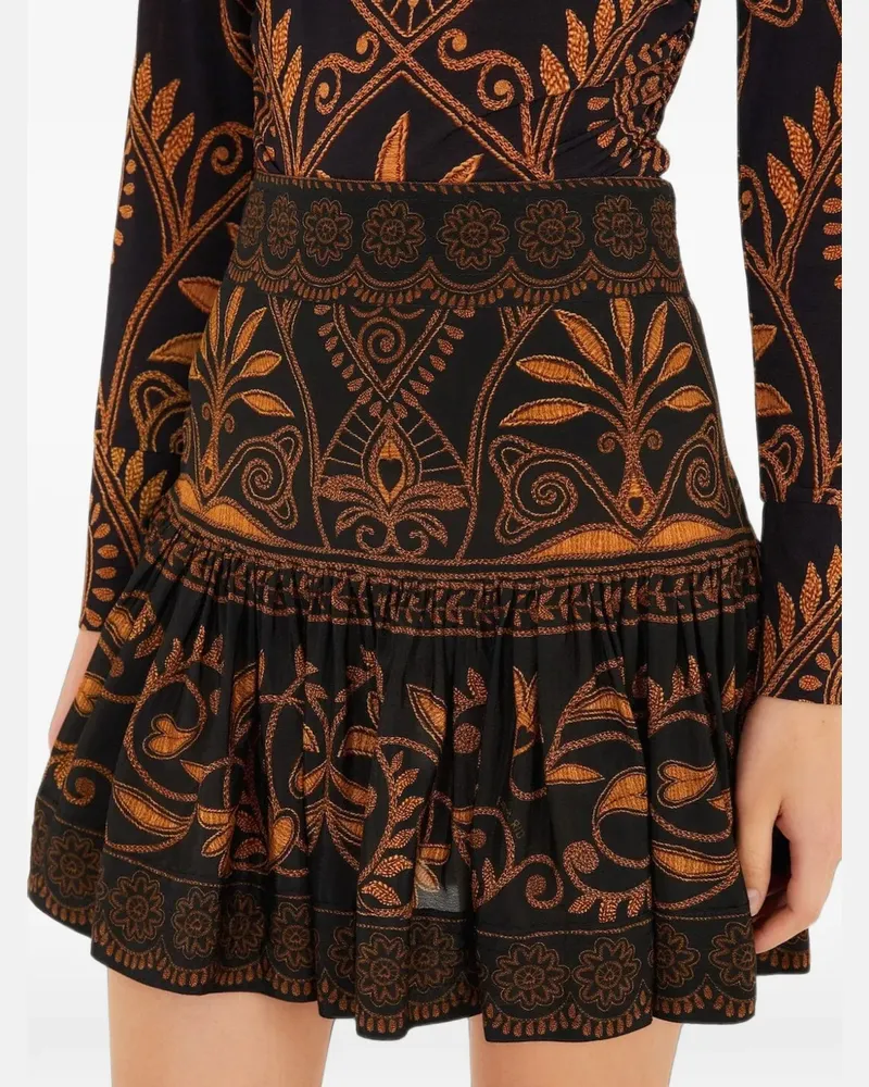 FARM Rio Cornely Ainika Minirock mit Blumen-Print - Schwarz Schwarz