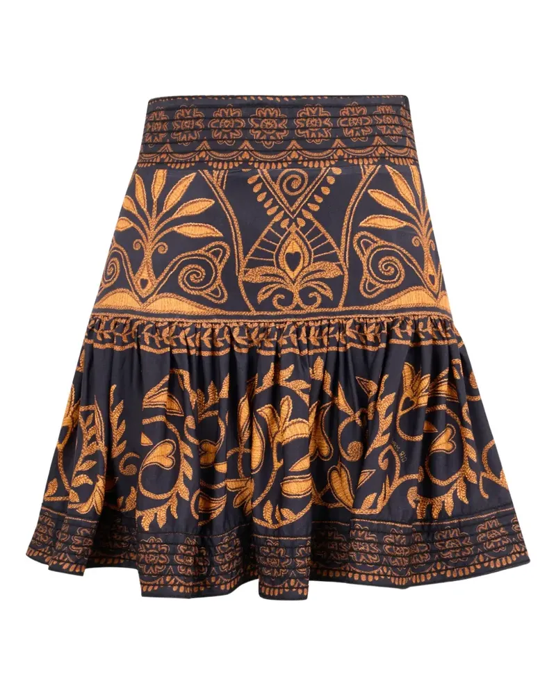 FARM Rio Cornely Ainika Minirock mit Blumen-Print - Schwarz Schwarz