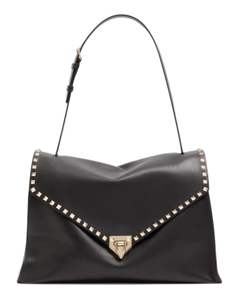 Valentino Garavani Große Rockstud Maxxing Schultertasche aus glattem Kalbsleder - Schwarz Schwarz