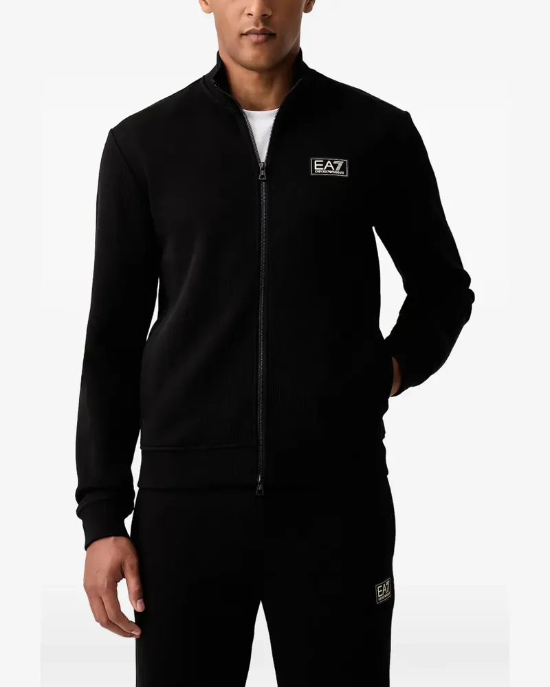 EA7 logo-patch zip-up tracksuit - Schwarz Schwarz