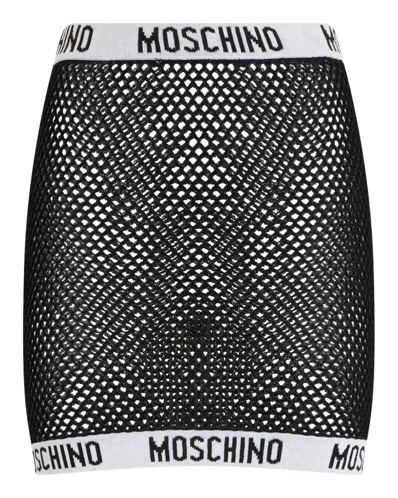 Moschino logo-waistband mesh mini skirt - Schwarz Schwarz