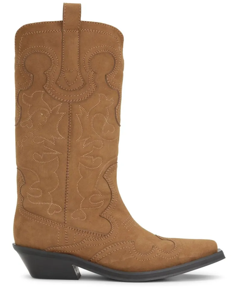 Ganni Cowboystiefel in Wildlederoptik 40mm - Braun Braun