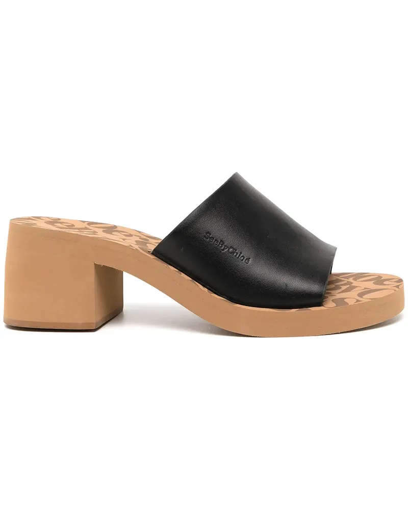 See by Chloé leather block-heel mules - Braun Braun