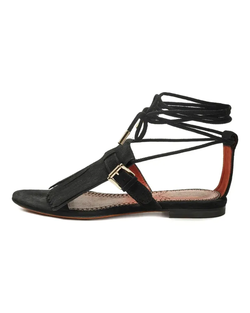 Santoni Sandalen mit Fransen - Schwarz Schwarz